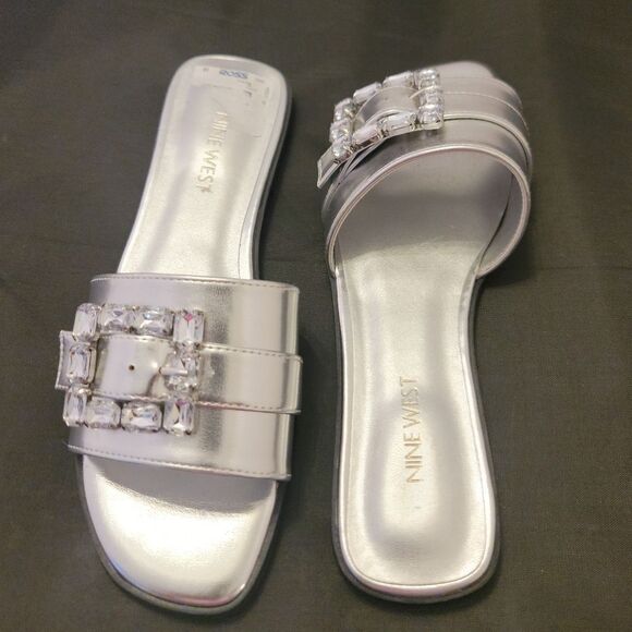 BRAND NEW NINE WEST SLIDE JEWEL MATTER DESIGN SANDAL R3 - Picture 4 of 16